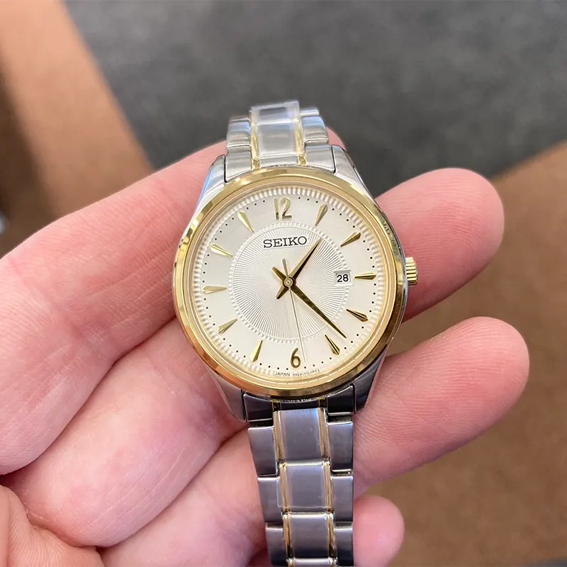 Seiko Essentials Silver Dial Two-tone Dress Ladies Watch- SUR474